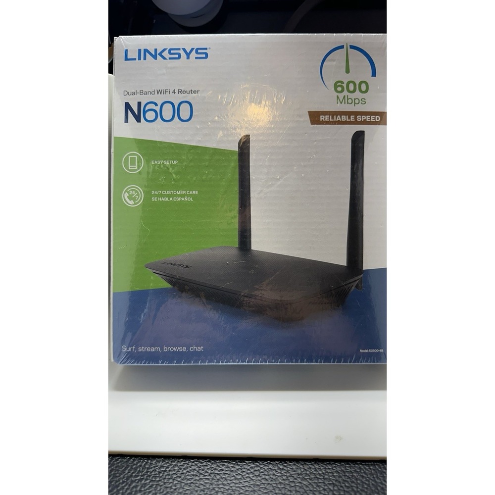 NEW Linksys N600 E2500 Dual-Band Wireless Router 5 Ports 2.4 GHz/5 GHz WiFi 4